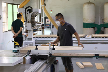Wood material cutting line